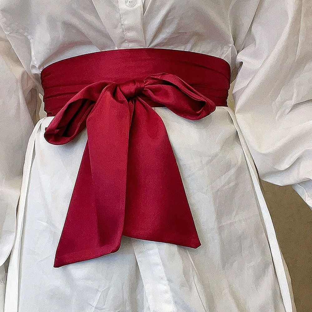 Corset en Satin de soie avec nœud, ceinture de taille décorative, large nœud papillon, ruban en tissu, couverture de taille pour femmes et filles, bricolage