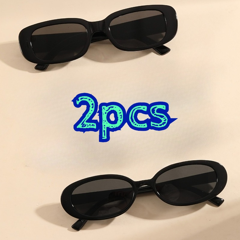Ensemble de 2 lunettes de soleil noires, monture en PC à bordure complète durable, protection UV, idéal pour un usage quotidien et pour offrir en cadeau