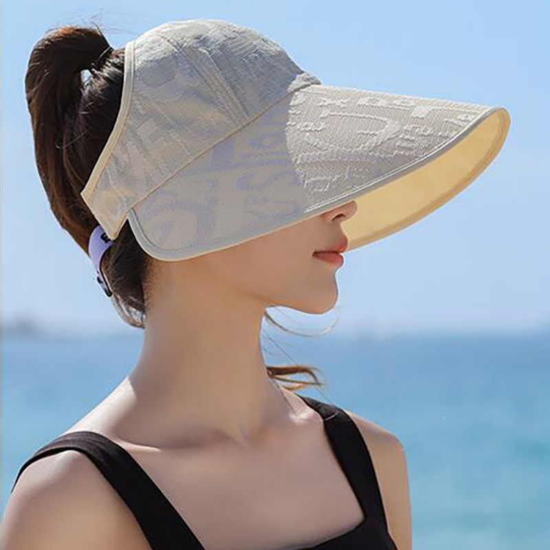 Chapeau de soleil d'été pour femmes, grande bord, casquette queue de cheval vide pour voyage en plein air, plage, visières de Protection solaire, Protection UV, chapeaux de pêcheur 모자