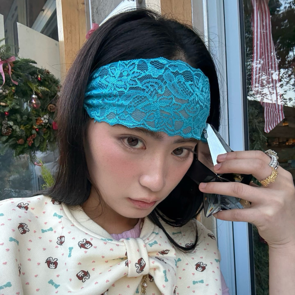 Nouveau Bandeau Large en Dentelle Style Coréen Vintage, Rétro Français Y2K, Élégant et Charmant, avec Foulard en Soie pour Femme, Accessoire Cheveux