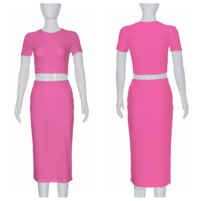 Ensemble de robe à manches courtes pour femmes, jupe mi-mollet, moulante, tenue de bureau, vêtements d'été, mode, 2 pièces, QX2413