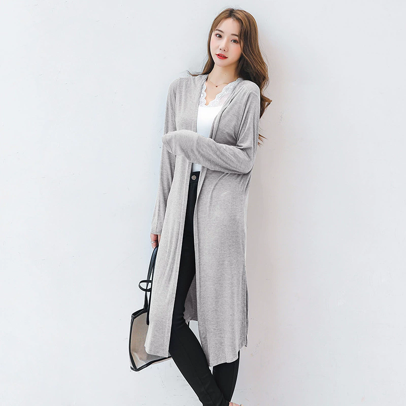 Cardigan long d'été en modal pour femme, style coréen, chemisier à manches longues, pull décontracté, vêtements de plage, blusas, tops