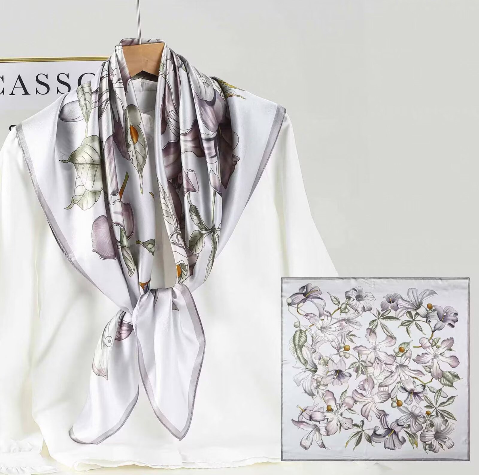 Écharpe classique en soie de mûrier 100% de 90 cm, accessoire de cou doux et tendance pour femme, bandeau, châle, ceinture, attache de sac