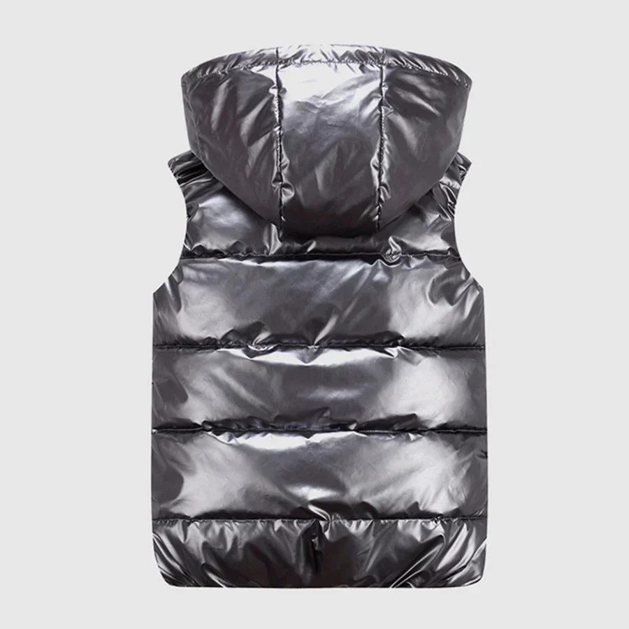 Gilet rembourré à capuche pour hommes, veste brillante sans manches, vêtements d'extérieur décontractés, manteau chaud épais, gilet imperméable, vêtements pour hommes 4XL, hiver