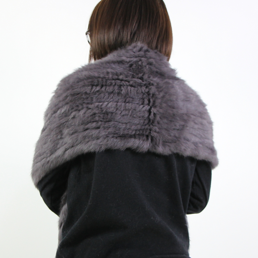 Harppihop * écharpes en fourrure de lapin véritable tricotée pour femmes, de luxe, avec glands, Pashmina, automne hiver