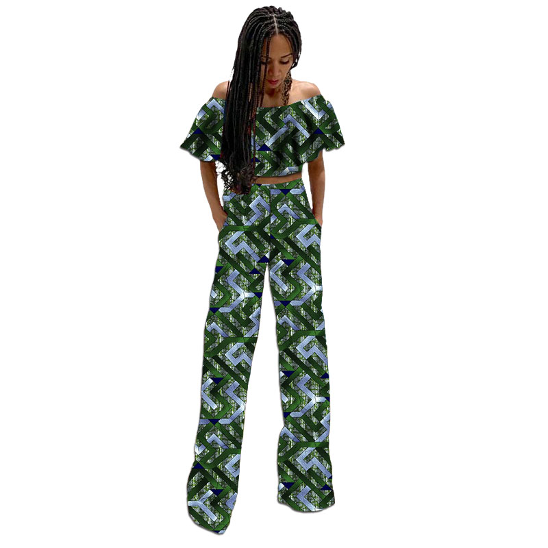 Couture africaine Design Original femmes Mini haut avec pantalon droit fête loisirs chauds ensemble femme Ankara tenues