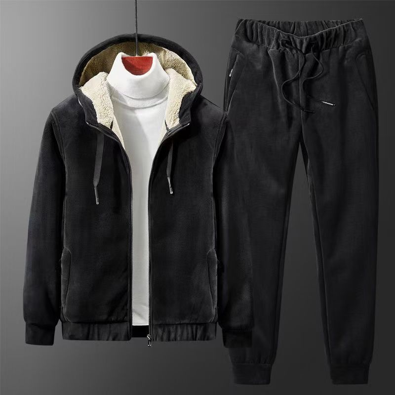 Ensemble veste et pantalon à capuche à manches longues pour hommes, olympiques d'optique sourire, vêtements chauds, automne, hiver, 2 pièces