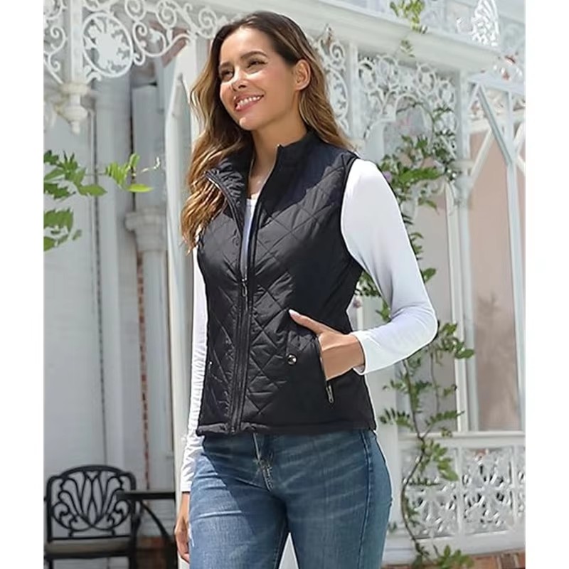 Gilet sans manches pour femme, veste matelassée en coton, gilet chaud, mode hiver, col montant, manteaux unisexes, vêtements décontractés