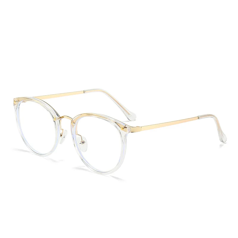 Lunettes rondes à rivets rétro, verres plats ronds artistiques créatifs, Anti-lumière bleue, lunettes décoratives
