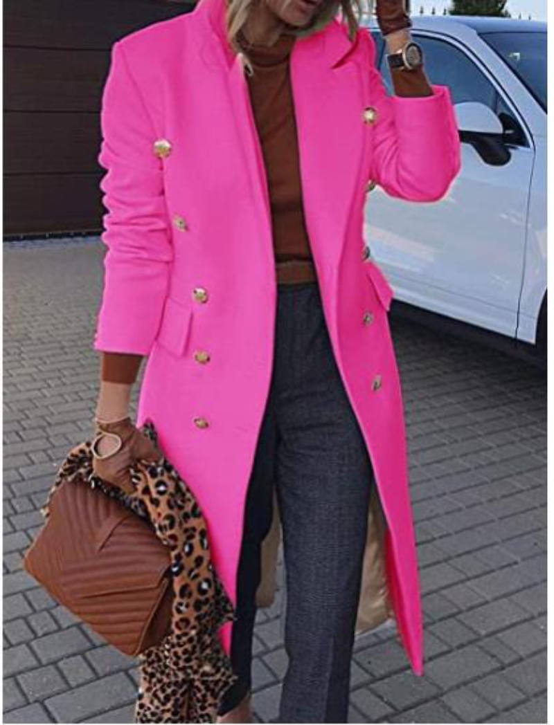 Manteau en laine à manches longues pour femmes, veste mélangée, revers mince, vêtements féminins, blanc, rose, rouge, printemps, automne, nouvelle mode