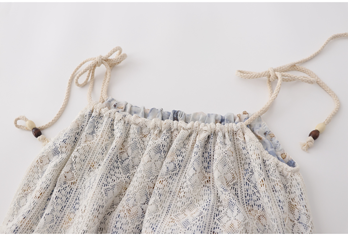 Robe d'été en dentelle pour vacances en bord de mer, nouveau Style français, glands, fleur, jupe mi-longue superposée, faux deux pièces, robe de plage