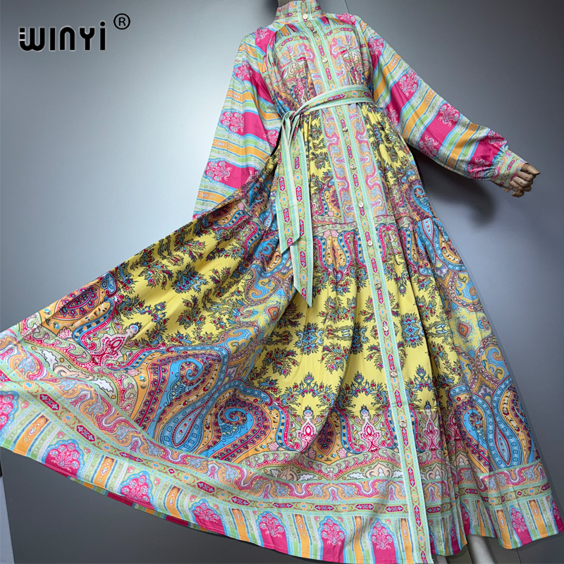 Robe longue de luxe WINYI pour femmes musulmanes, abaya ample pour les fêtes, caftan de Dubaï