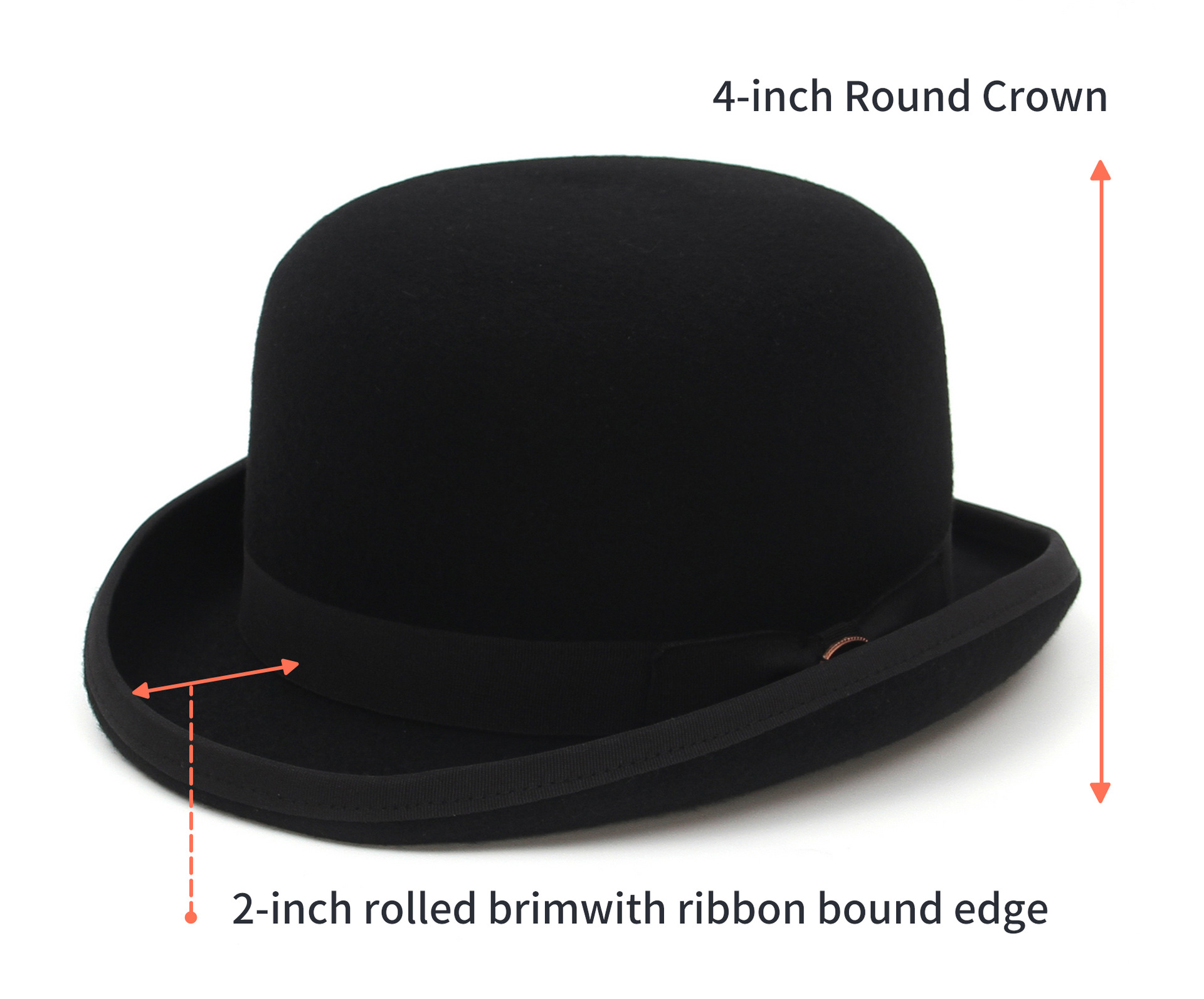 Chapeau melon en laine noir pour hommes, chapeau Derby, casquette Jazz, chapeau présidentiel, chapeau de magicien haut, style britannique vintage, automne, hiver