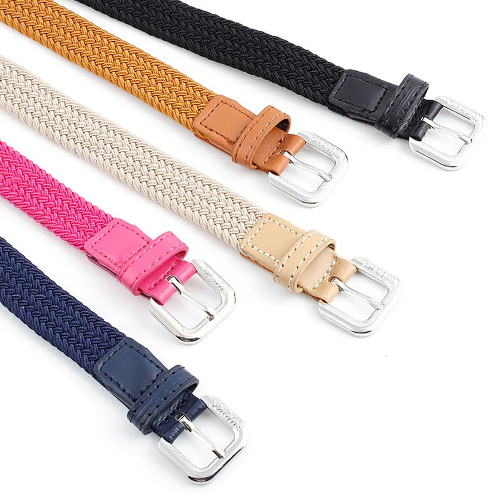 Hommes femmes décontracté tricoté boucle ardillon ceinture tissé toile élastique extensible tressé Stretch ceintures plaine sangle sangle