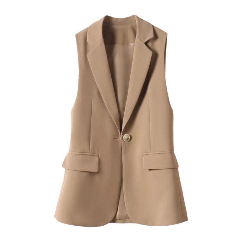 Gilet de costume élégant à un bouton pour femme, style occidental, design raffiné, en tissu polyester, idéal pour le bureau