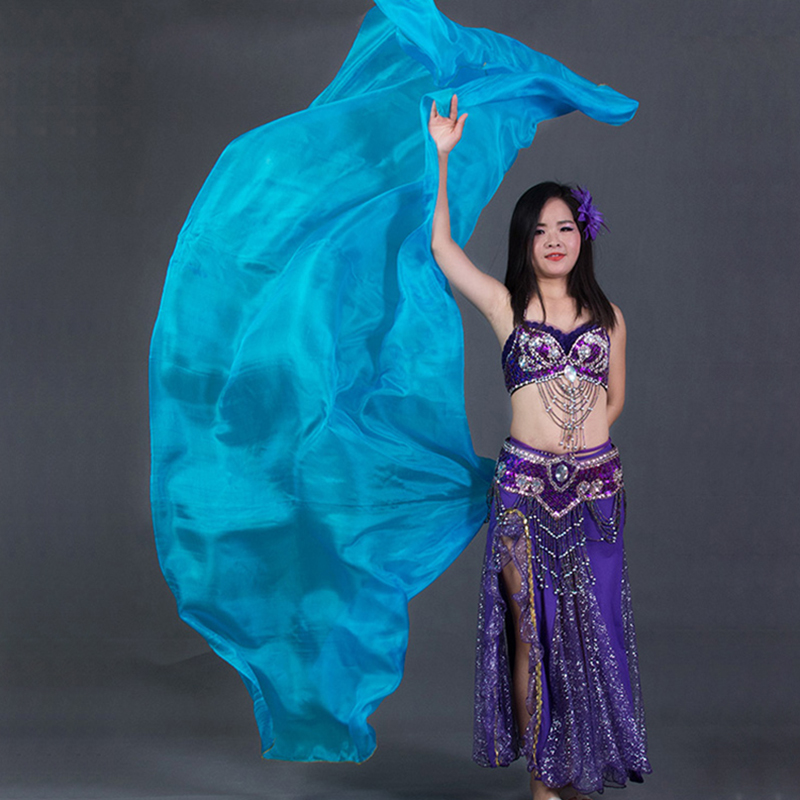 100% soie Performance danse couleur unie Texture claire voile châles femmes écharpe Costumes accessoires danse du ventre voiles 250 cm x 110 cm