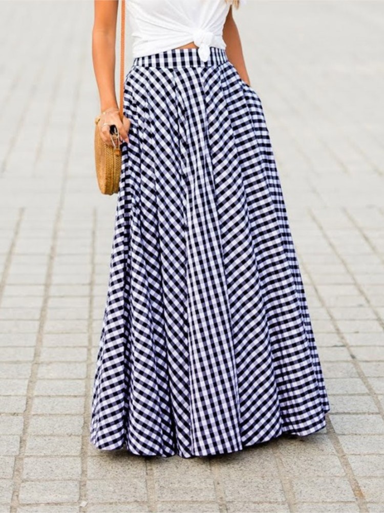Mode jupe élégante pour les femmes décontracté taille haute jupes longues amples femme vacances fête bureau jupe femmes vêtements été nouveau