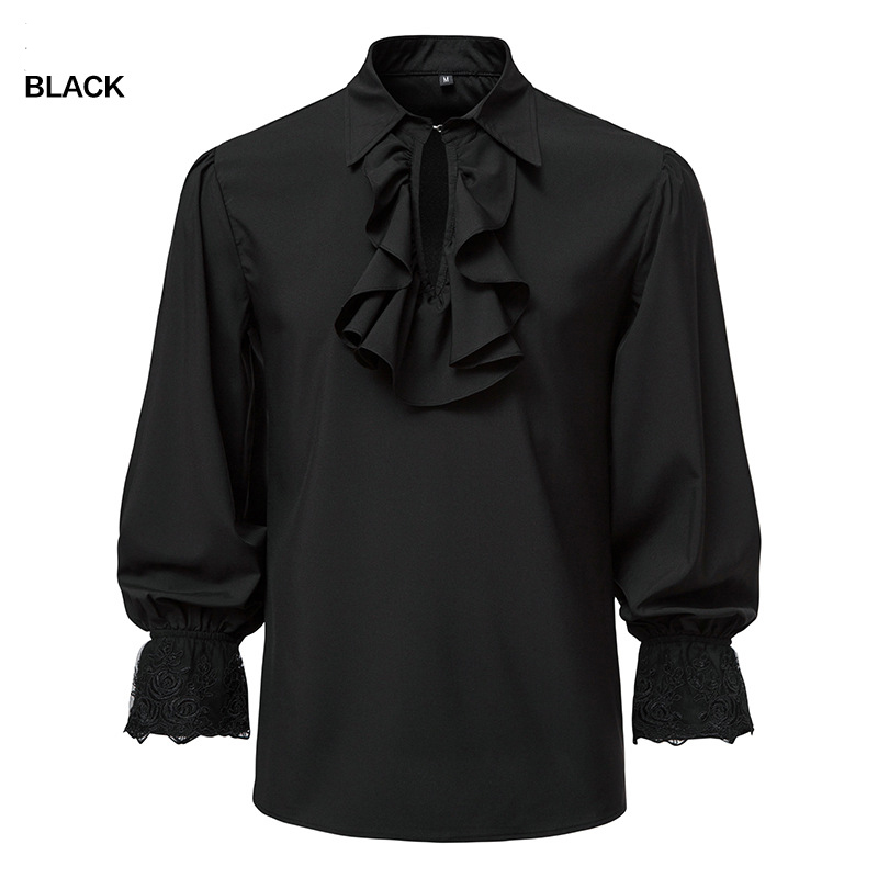 Chemises pour hommes, style médiéval rétro, chemises de performance, manches bouffantes, décontractées, pour scène, cosplay, fête, vêtements masculins, chemise S09