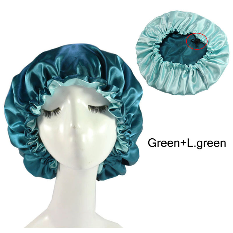 Bonnet en satin double couche extra large pour femme, bonnet de couchage doublé, bonnet de protection des cheveux, ficelle à proximité réglable
