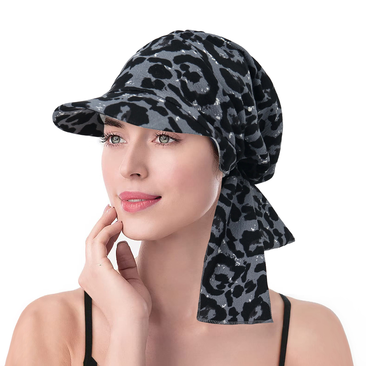 Nouveau Bonnet Hijab Femme 2026 Tendance Imprimé avec Visière, Turban Respirant et Confortable pour Cheveux, Chapeau Foulard pour Dames, Cache-Cheveux