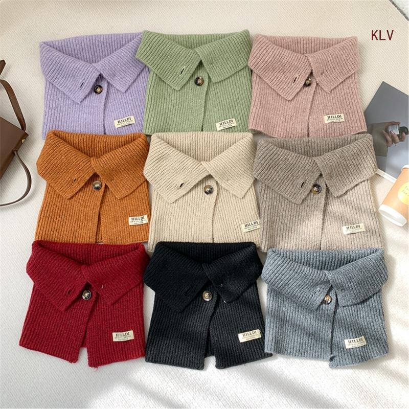 Écharpe en tricot à boutons pour femmes, protection du visage, châle chaud coupe-vent, 6XDA