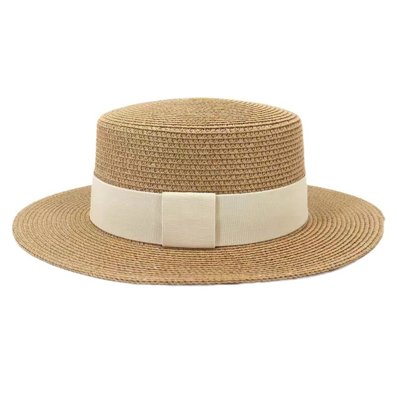 1 pièce Chapeau de paille d'été à large bord pour femme, Chapeau de soleil, Chapeau de plage, Chapeau Panama, Chapeau Fedora