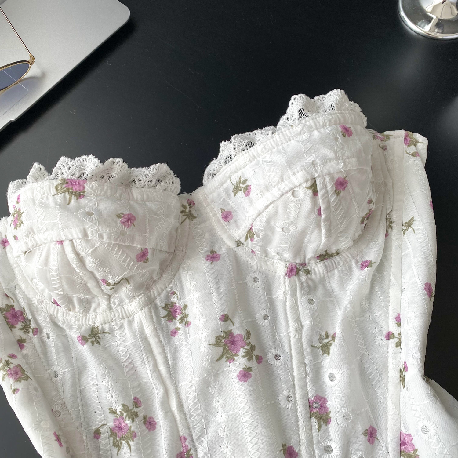 Débardeur brodé sans manches, Sexy, ajouré, Corset, Bustier, Chic, haut court, fête, haut à bretelles, Y2k