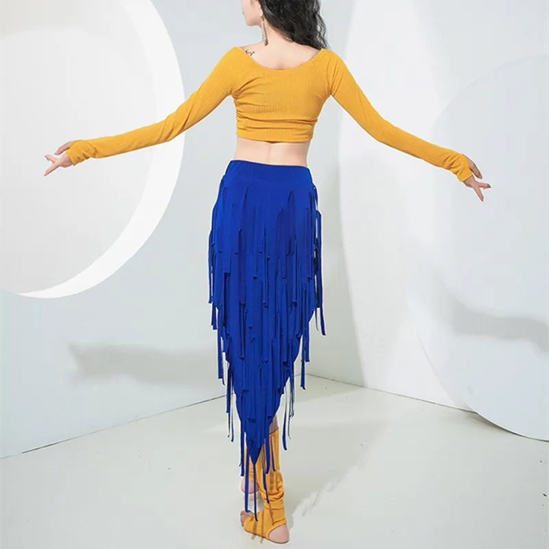 Bellylégiti- Jupe Triangle à Franges pour Femme, Écharpe de Hanche, Manches sulf, Trou de Pouce, Chauffe-Jambes, Costume de Danseuse Finaniquement