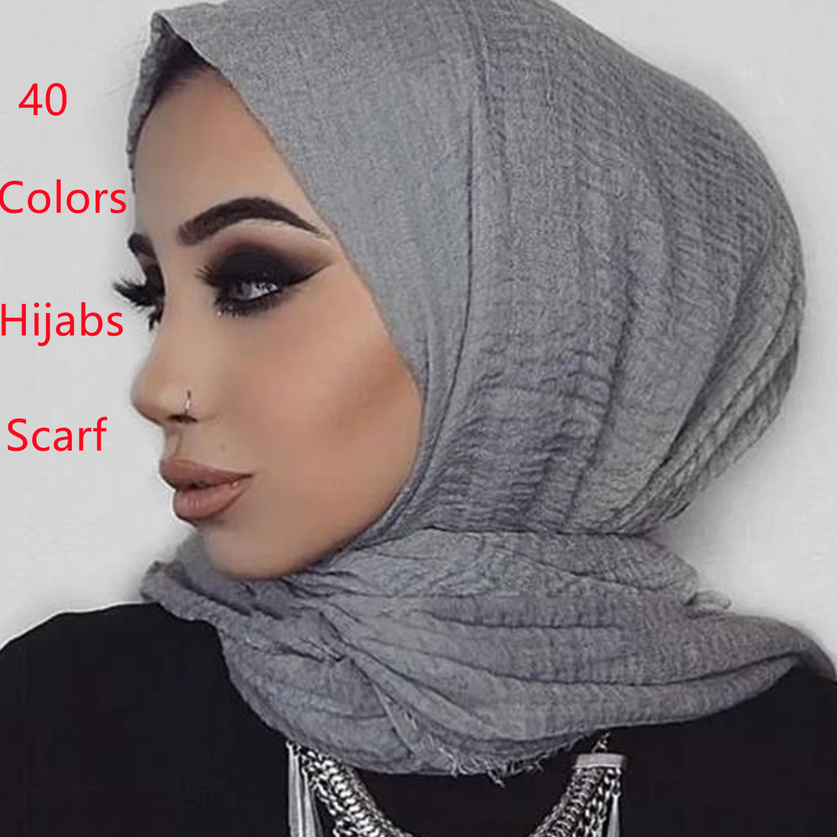 Écharpe en coton et lin de couleur unie pour femmes, châle, hijab, foulard musulman, écharpes, couvre-chefs, foulard féminin, pashmina