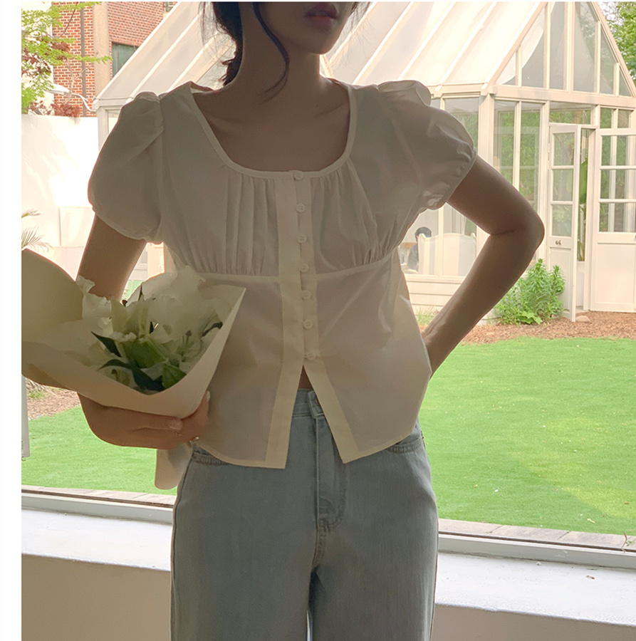 Chemises courtes à boutonnage simple pour femmes, court en coton, style japonais, rétro, vintage, décontracté, mignon, doux, été