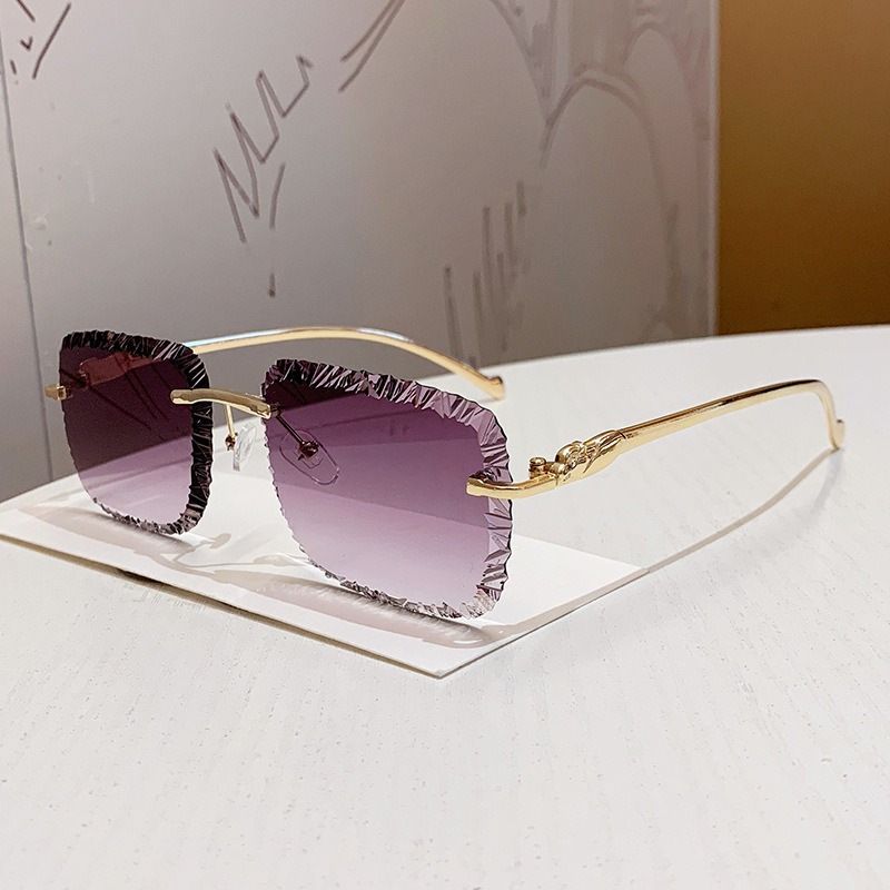 Lunettes de soleil carrées vintage pour femmes, design de marque de luxe sans monture, tendance, dégradées, pour hommes, style décontracté