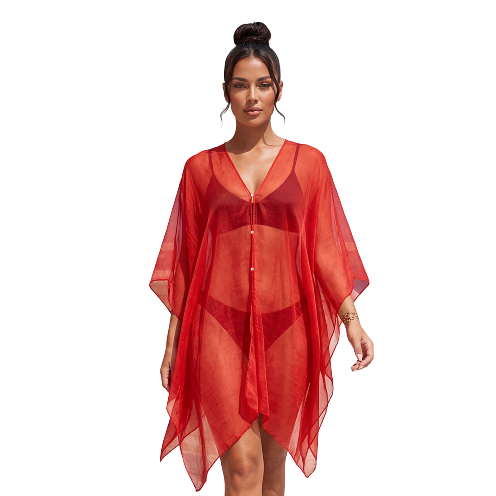 Paréo en mousseline de soie, mini-robe, écharpe de plage pour femme, mode vacances été, couvre-vêtement de plage