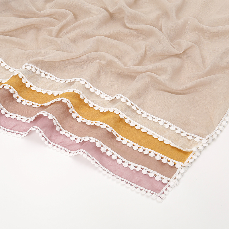 Foulard Hijab Musulman en Coton et Dentelle, Long Châle, Écharpe de Sauna, Bandeau, Nouveauté