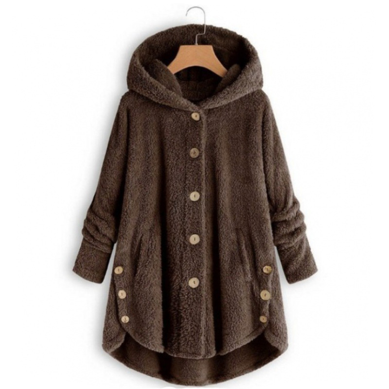Automne hiver manteau femmes chaud ours en peluche manteau laine veste femme en peluche manteau à capuche nouvelles femmes manteaux couleur unie veste
