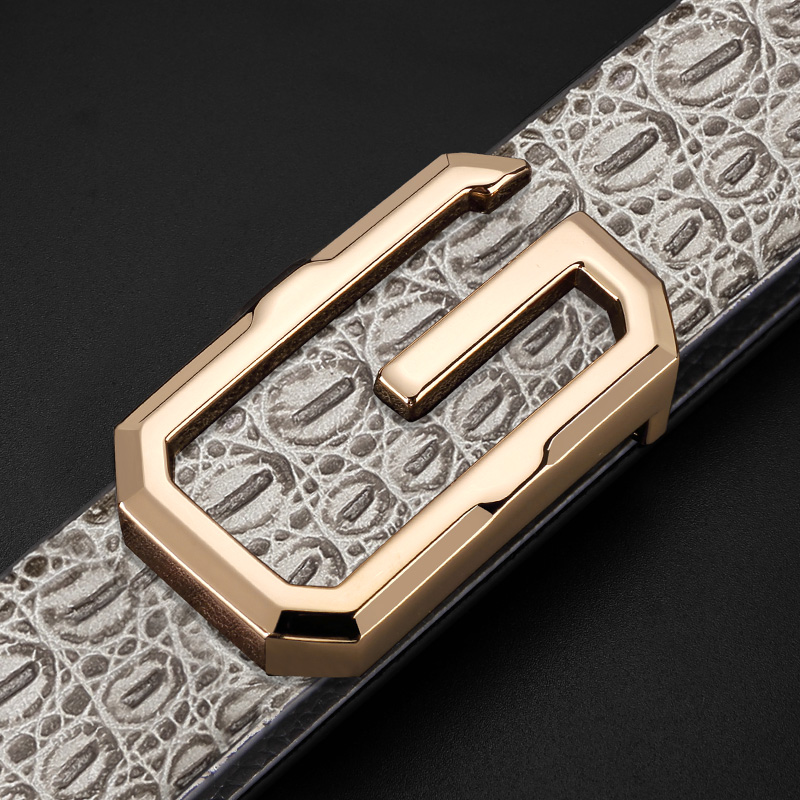Ceinture g en cuir véritable pour homme, accessoire de luxe, de bonne qualité, classique, gris, décontracté