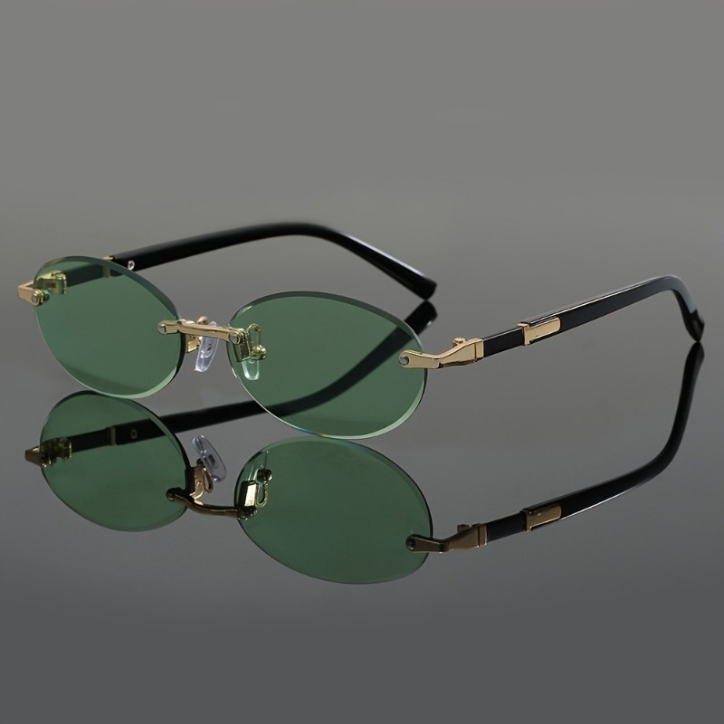 Lunettes ovales élégantes sans monture pour hommes et femmes, parfaites pour les fêtes décontractées et les activités quotidiennes