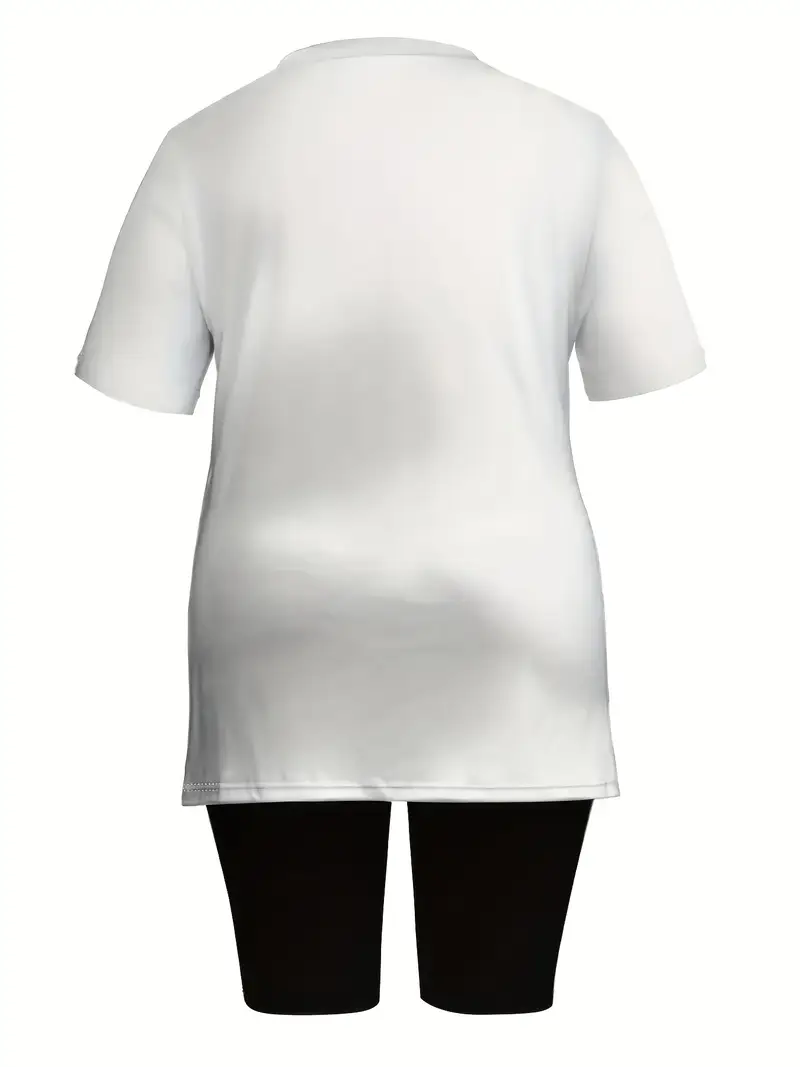 Ensemble décontracté deux pièces pour femme - Haut à imprimé floral avec fentes latérales et manches courtes tendance + ensemble short, idéal pour le quotidien et les tenues de vacances