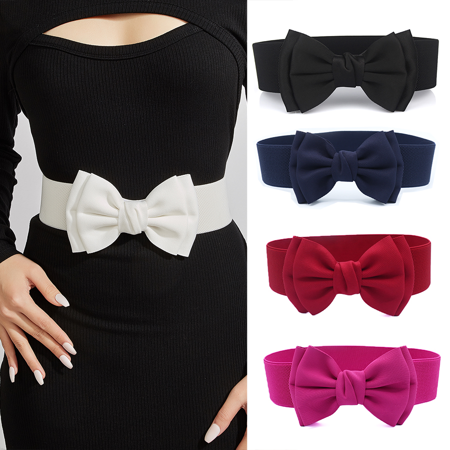 Ceinture élastique à gros nœud pour femmes, large ceinture, mode solide, bretelles de taille pour robe, accessoires de décoration pour vêtements