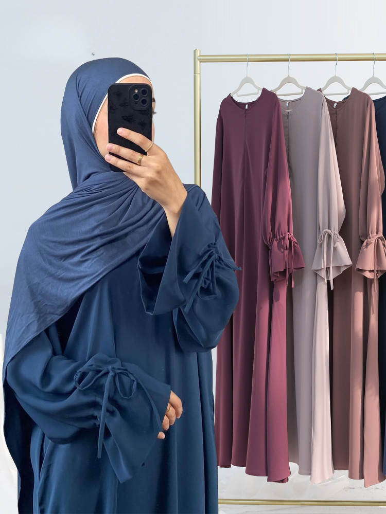 Robe musulmane à lacets pour femmes, Abaya Jalabiya, Ramadan, Robe longue éducative, Islam arabe, Maroc, Dubaï, Caftan, 2025