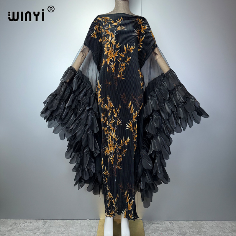 Robe plissée élastique WINYI, style kaftan, abaya de luxe Dubaï, robe de soirée tendance, abaya pour femme musulmane