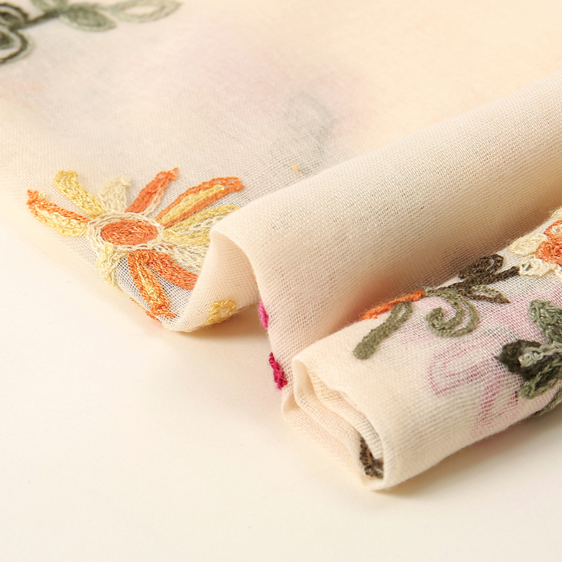 Écharpe Hijab Brodée de Fleurs Unies pour Femme, Châles en Viscose Musulmane, Serviette Longue et Douce, Élégante et Décontractée