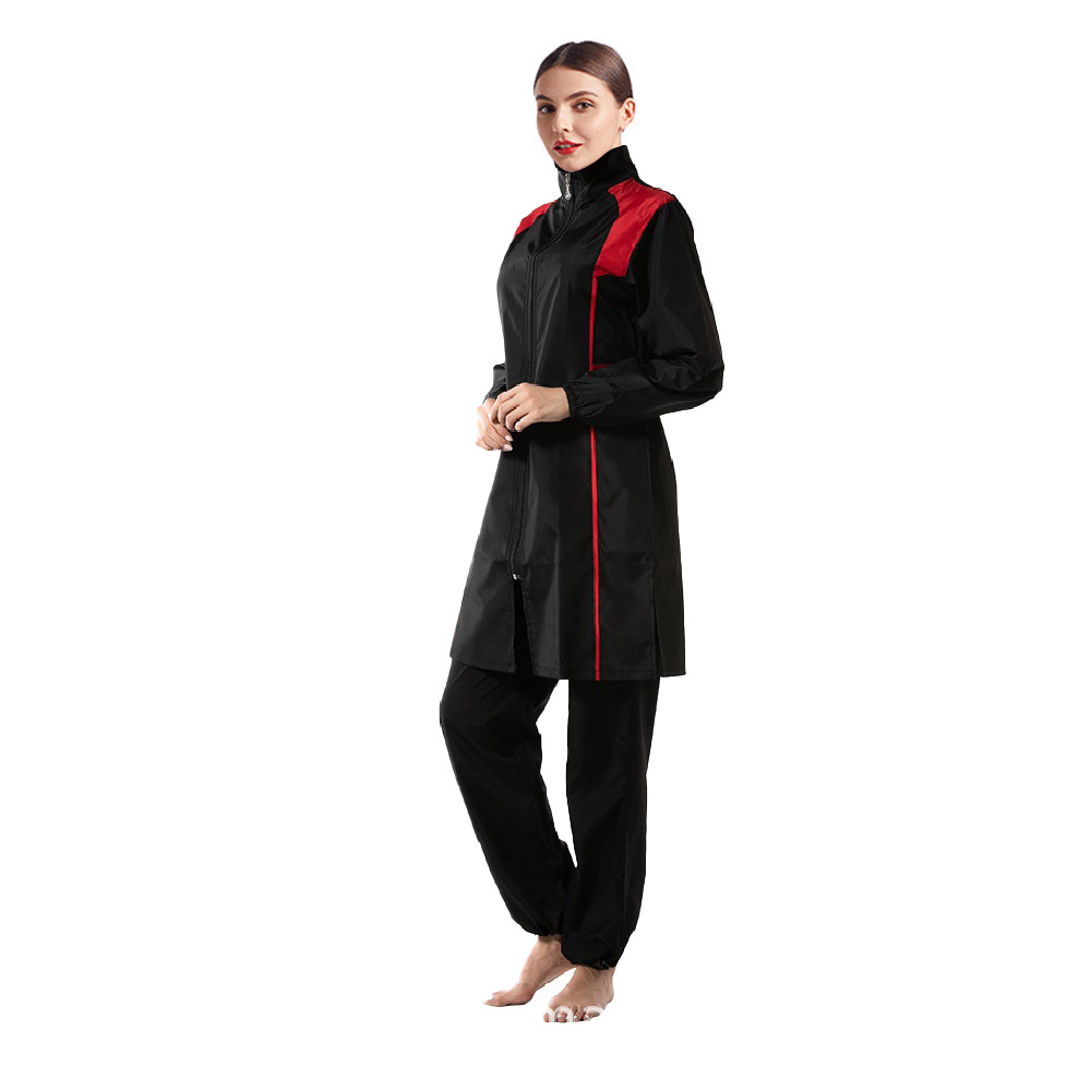 Mode musulmane Patchwork dubaï arabe coupe ample maillot de bain trois pièces ensemble surdimensionné sport conservateur fermeture éclair costume de plage