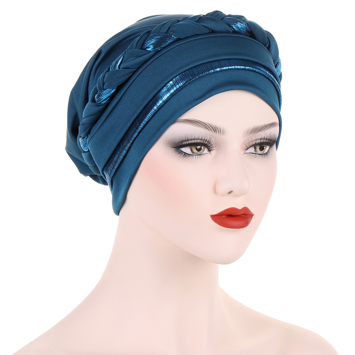 Nouveau Turban Hijab Scintillant 2026 pour Femme, Bonnet Chimio Musulman, Foulard Tressé, Couvre-tête, Bonnet pour Perte de Cheveux, Coiffe Islamique Femme