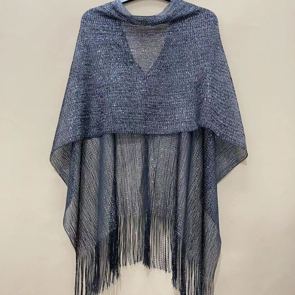 Écharpe de protection solaire d'été, dorée et argentée, élégante, avec pompons, pour mariage et robes, pour femmes