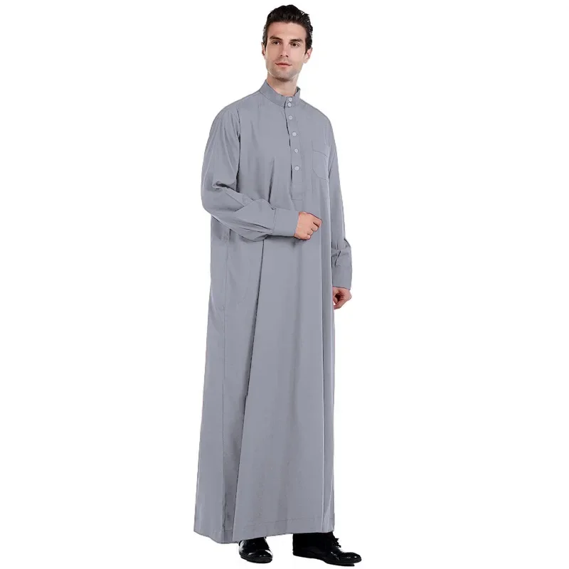 Hommes Dishdasha musulman à manches longues robe Daffah Thobe Jubba saoudien arabe Thoub caftan vêtements islamiques Robes Abaya dubaï moyen-orient