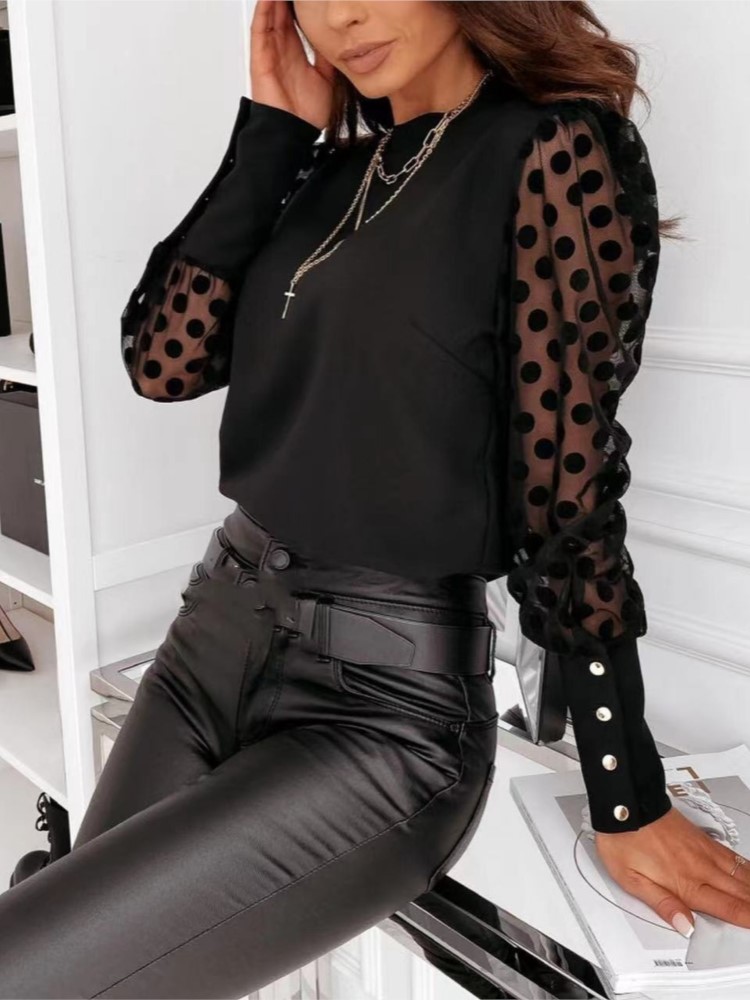 Chemisier bouffant à manches longues pour femmes, hauts amples chics, chemises élégantes, chemisiers en maille, dame de bureau, mode, été, 2025