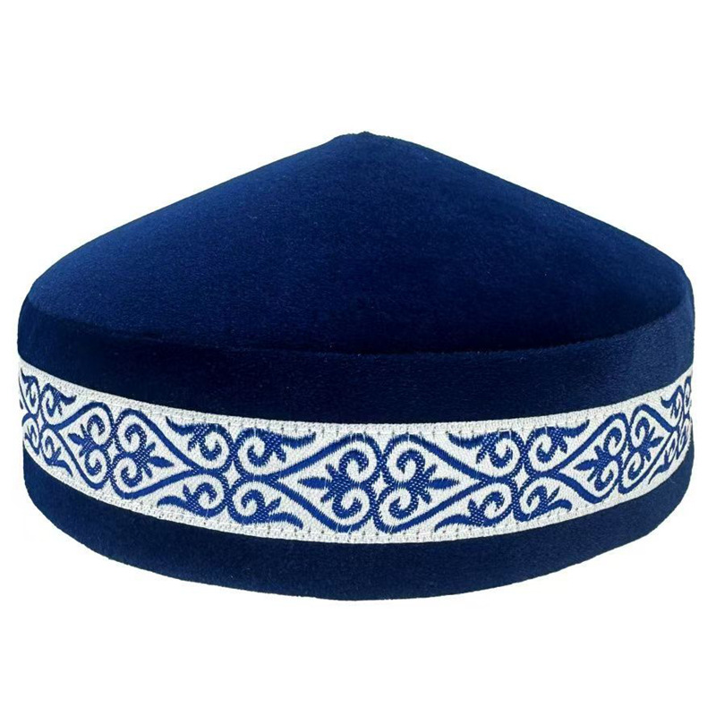 Kazakh chapeaux pour hommes brodés bleu vert noir à la main danse fête coton dubaï Kufi Hijab printemps casquettes élégant