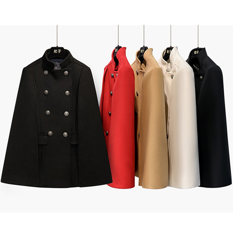 Manteau en laine pour femme, cape, châle élégant, tout assressenti, vestes Everak pour femme, gracieux, rouge, mode, automne, hiver, 2024