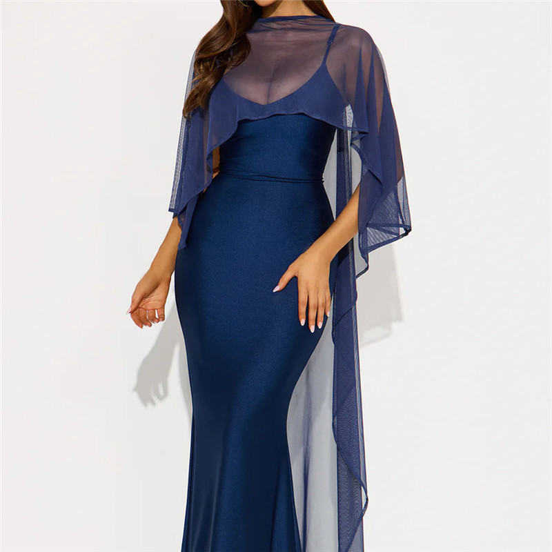 hirigin Cape en mousseline transparente pour femme, châle asymétrique en maille drapée, robe de soirée, couverture de robe de mariée pour mariage, fête, événements formels