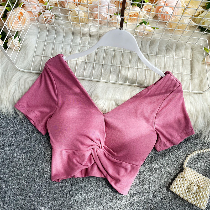 T-shirt gothique court à manches longues pour femmes, haut sexy, soutien-gorge intégré, t-shirt surdimensionné